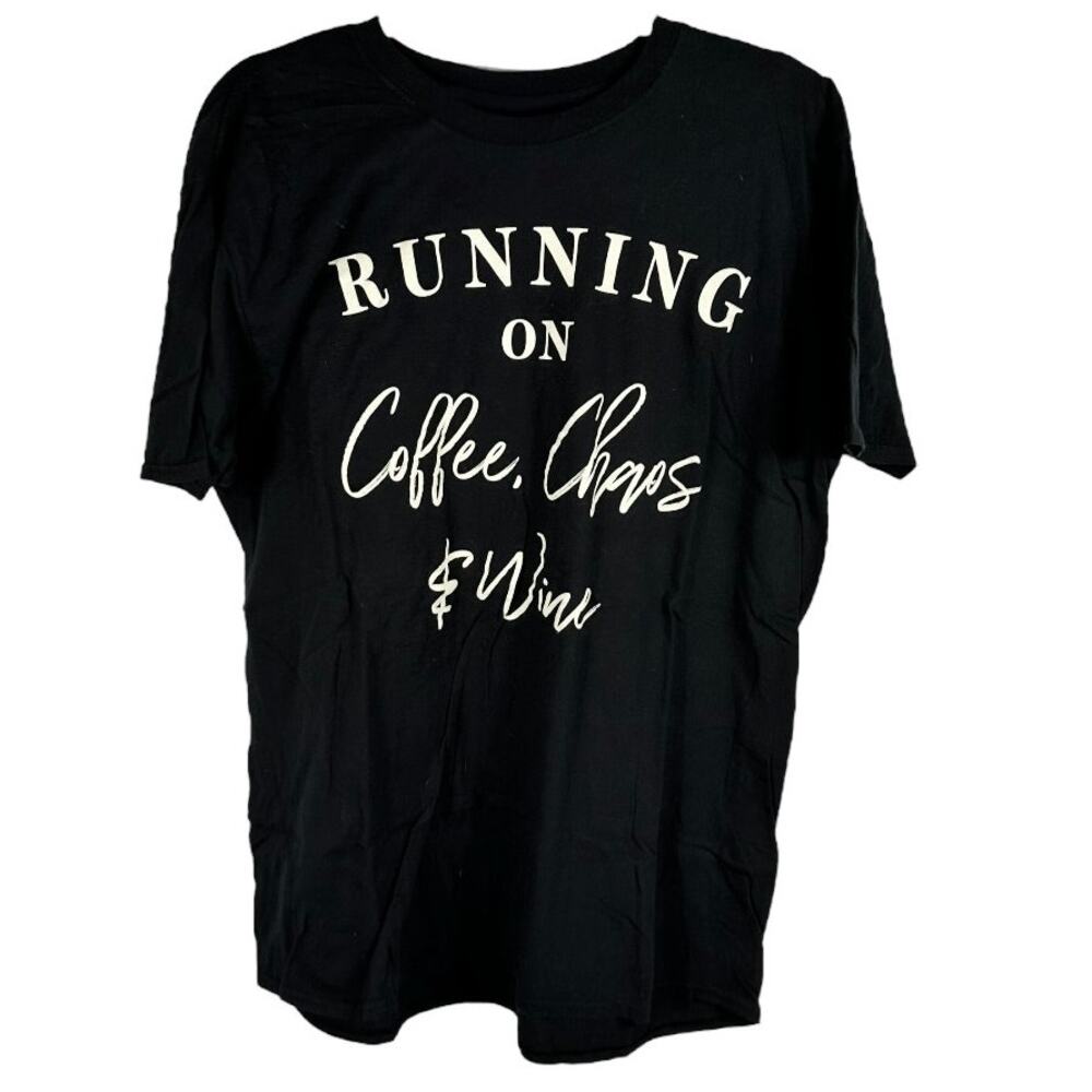Hybrid Black “Running on Coffee, Chaos & Wine” T-Shirt Size 1X